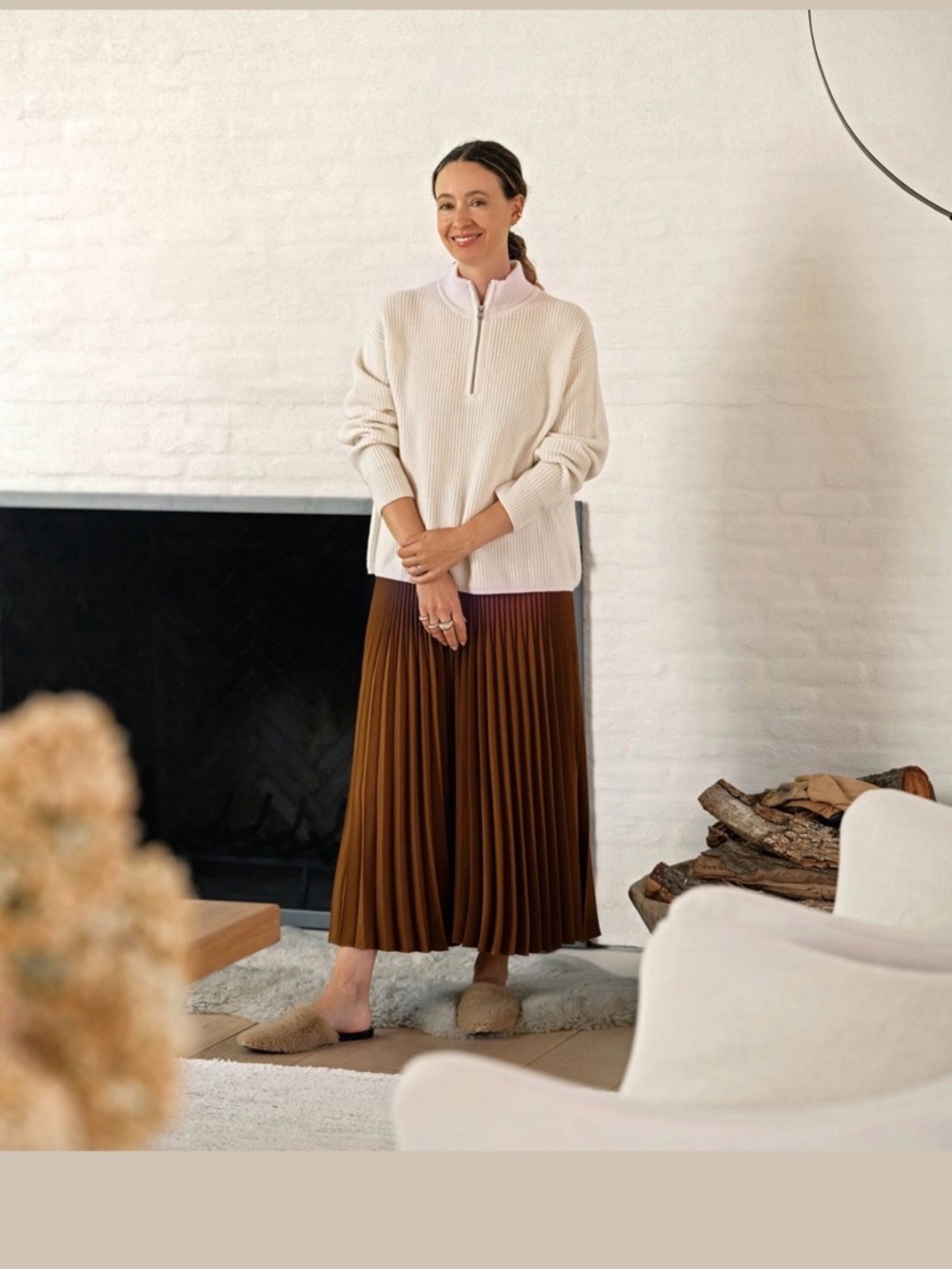 Jenni Kayne Pleated Midi Skirt in Caramel
